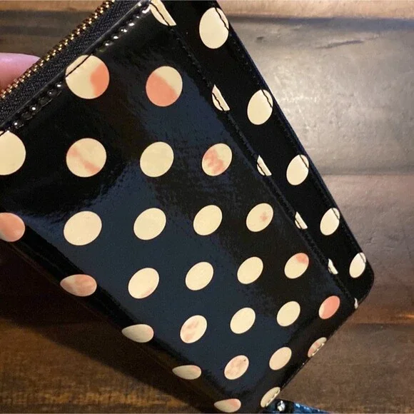 Kate Spade Polk A Dot Black White Full Zip Wallet - Picture 8 of 8